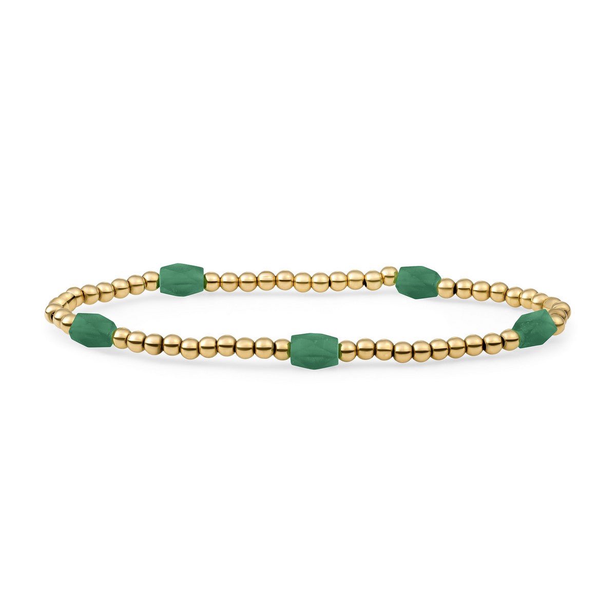Sparkling Jewels Armband | Green Onyx 3mm Reverse Edge Mix gold plated - SB-G-3MM-BAR-G53