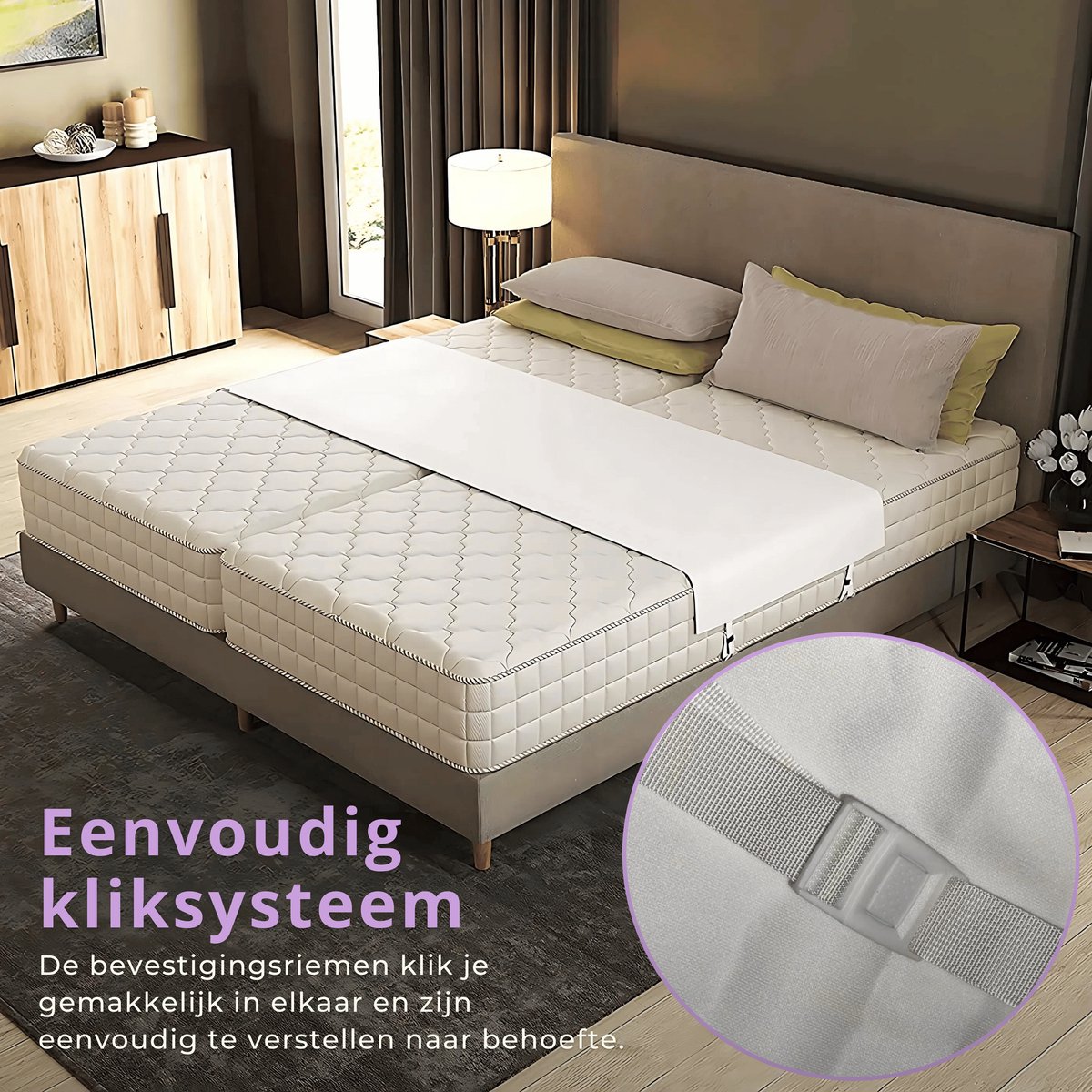 Deckroa kinderbed, Bed voor kinderkamer, Slaapkamerset, Matrashouder structuur, 96x195 h40 cm, Wit
