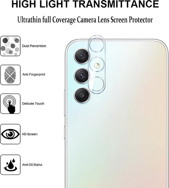 Coque arrière en silicone transparente avec 1 Glas de protection d'écran et 1 protection lens d'appareil photo Convient pour : Samsung Galaxy A34
