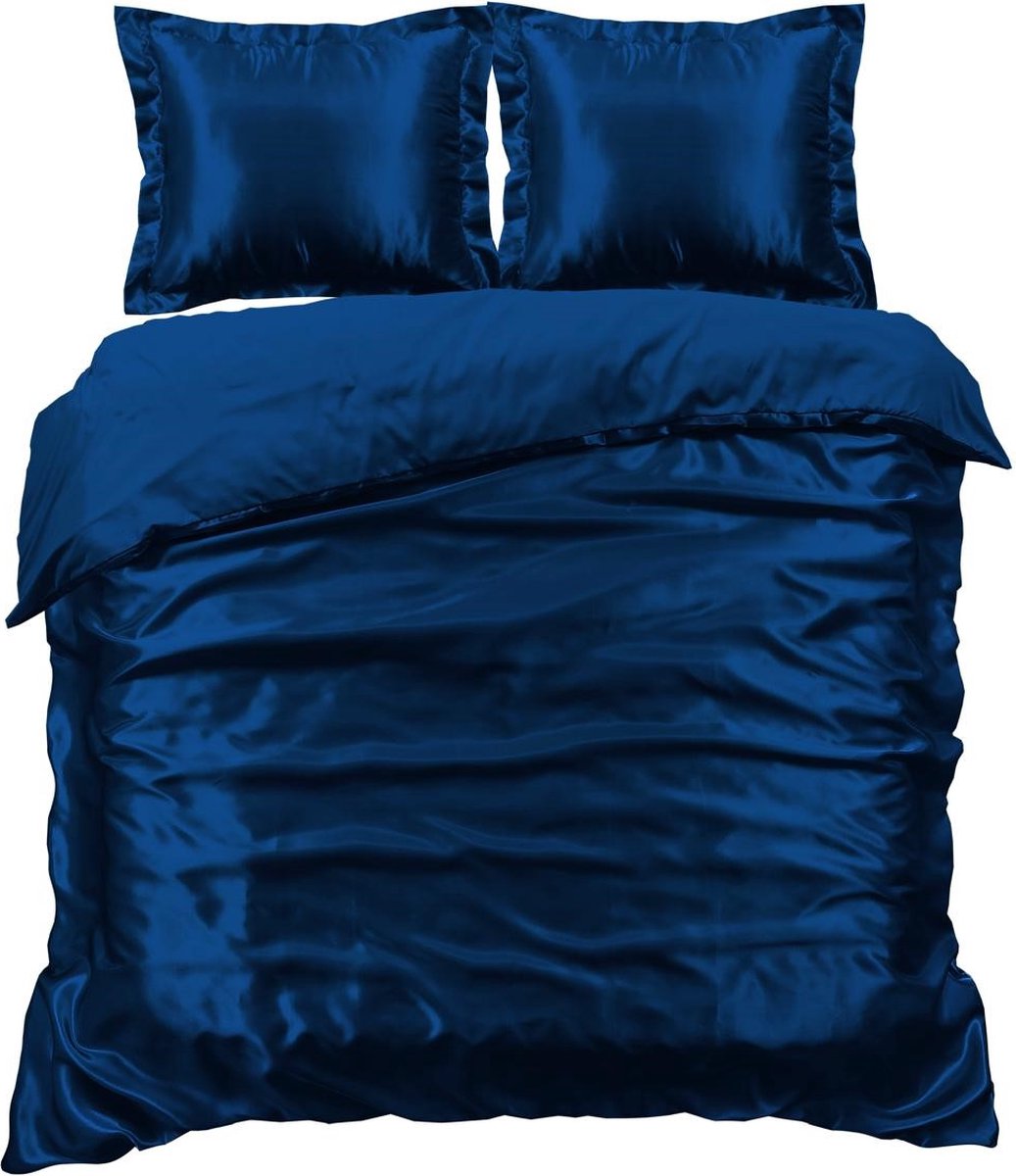 Beauty Silk Dekbedovertrek - 240x200/220 - Glans Satijn - Navy