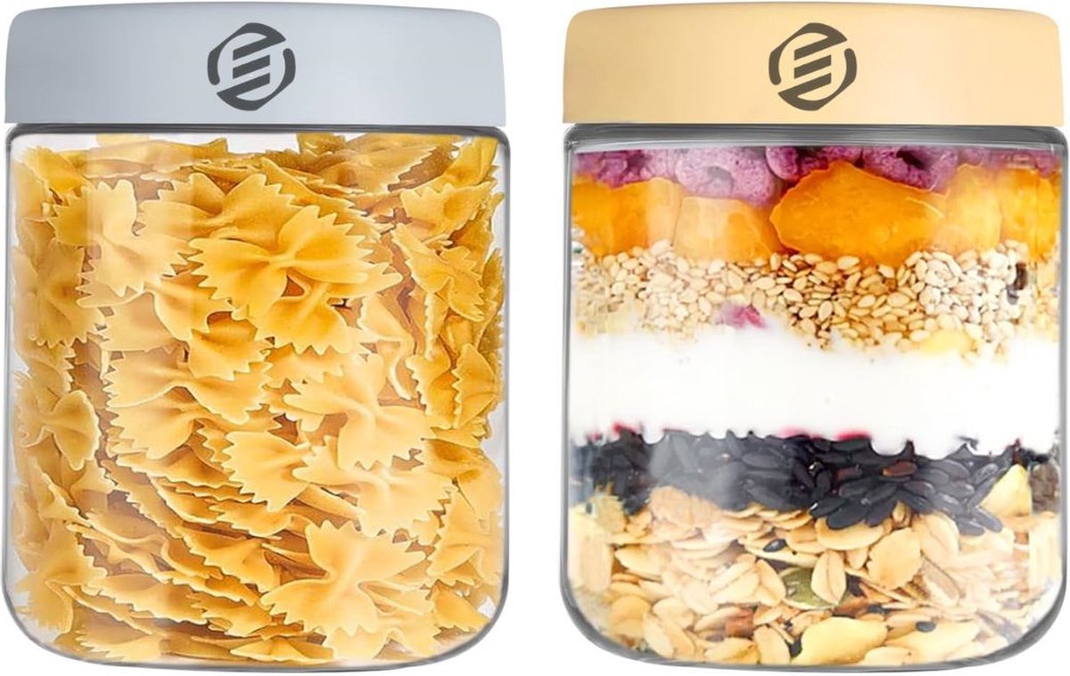 Equivera Overnight Oats Potjes - Muesli Beker - Mason Jar - Havermout - Set - Must have voor jouw ontbijt