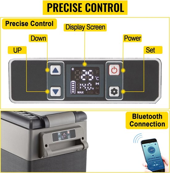 Eszenzics™ Mini koelkast Vriezer - Ruim 35L - Snelle Compressor koeler - Draagbaar - Lichtgewicht - 200V én 12V - Mobiele app - Camping - Outdoor - Auto - Vrachtwagen van Eszenzics™ — afbeelding 2