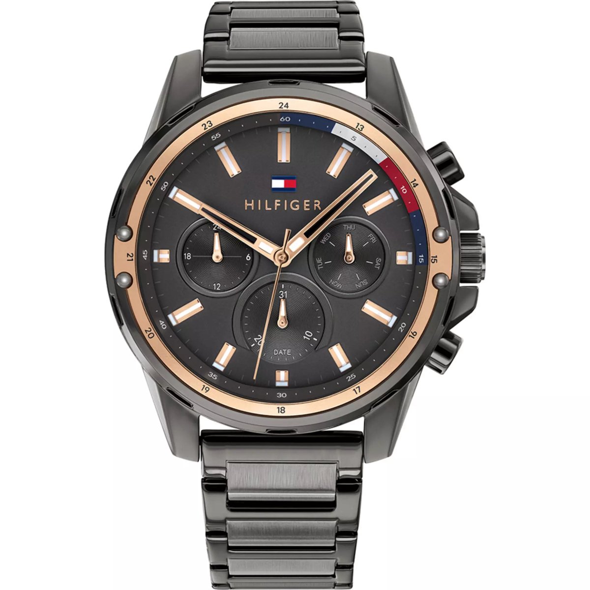 Tommy Hilfiger Herenhorloge - Luxe Donkergrijs met Roségouden Accenten