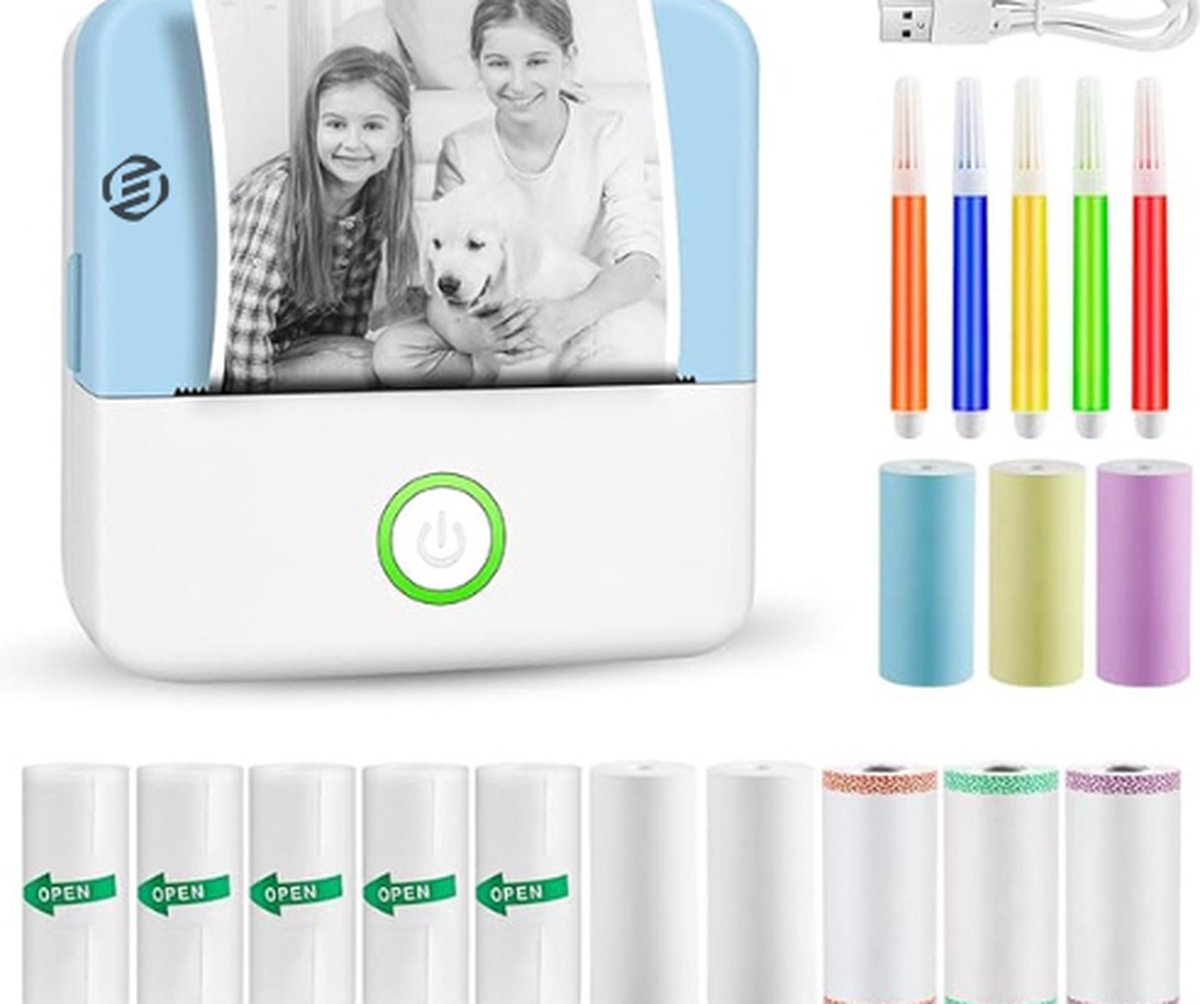 Equivera Mini-Printer - Pocket Printer - Mobiele Fotoprinter - Draagbaar & Draadloos - Leerhulp & Notites
