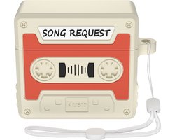 Telestore hoesje geschikt voor AirPods 4 soft case cover- retro cassettebandje bandje tape - TPU hoesje Beschermhoes - AirPods 4 Cover - AirPods 4 hoesje - Geschikt voor Apple Airpods 4 - gel hoesje - Oranje