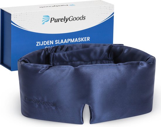 Foto: Purelygoods premium zijden slaapmasker oogmasker slaap 100 mulberry zijde luxe slaapmasker voor optimale nachtrust 100 verduisterend vrouwen en mannen hypoallergeen anti aging luxe inclusief giftbox marine blauw