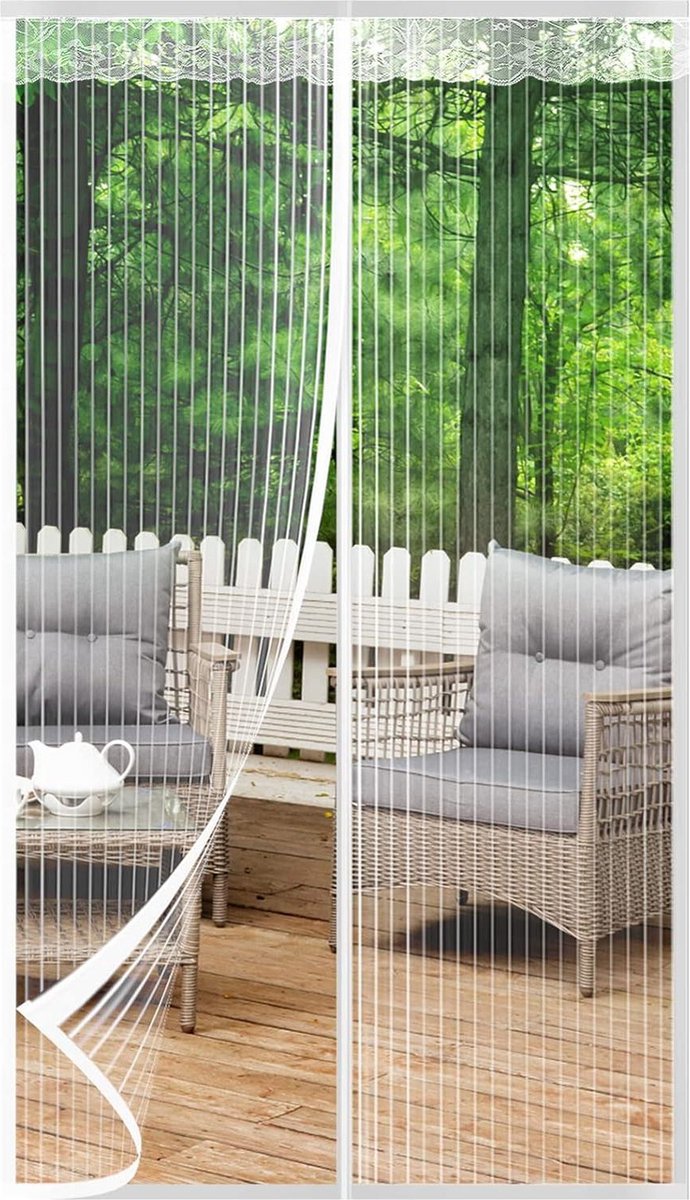 Vliegengaas magnetisch 80 x 220 cm - balkondeur en terrasdeur - muggennet zonder boren - deur vliegenbescherming - insectenbescherming - vliegenscherm wit