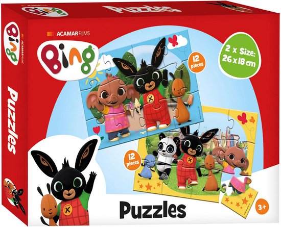 Foto: Bing puzzel 2x12 stukjes educatief kleuter speelgoed kinderpuzzel leren puzzelen cadeautip puzzel 3 jaar en ouder bambolino toys