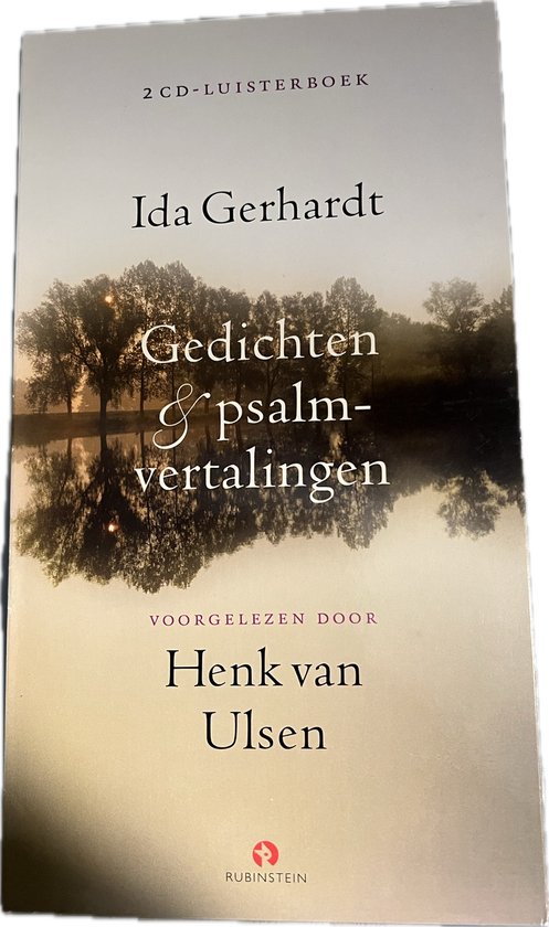 Cd-hoes met landschap van bomen weerspiegeld in water, titel 'Gedichten & psalmvertalingen'.