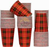 Bol.com KURTT - Koffiebekers to go - koffiebeker karton 'schotse ruit' - 7oz/180ml - 3000 stuks - Drinkbeker - Koffiebeker - Kar... aanbieding