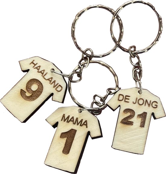 Sleutelhanger Voetbal - Eigen Shirt - Gepersonaliseerd Cadeau - Graveren - Vaderdag - Moederdag - Voetbal - Ajax - Feyenoord - PSV - Nederlands Elftal