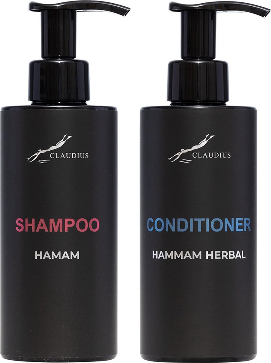Goedkoopste Douchepakket - Shampoo Hamam Hammam Herbal Conditioner - 300 ml per fles - Claudius Cosmetics - bodycare - luxe fles - set van 2 stuks - Cadeau