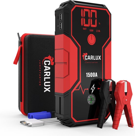 Carlux 12V jumpstarter – 1500A/18.000 mAh – met powerbank