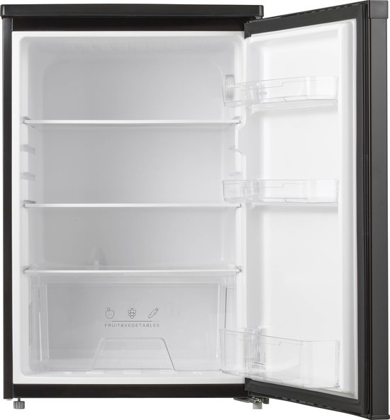 Inventum KK550B tafelmodel koelkast energiezuinig - 131 liter - Zonder vriesvak - 55 cm breed - Superkoelen - Led-verlichting - Energielabel D - Vrijstaand - Zwart