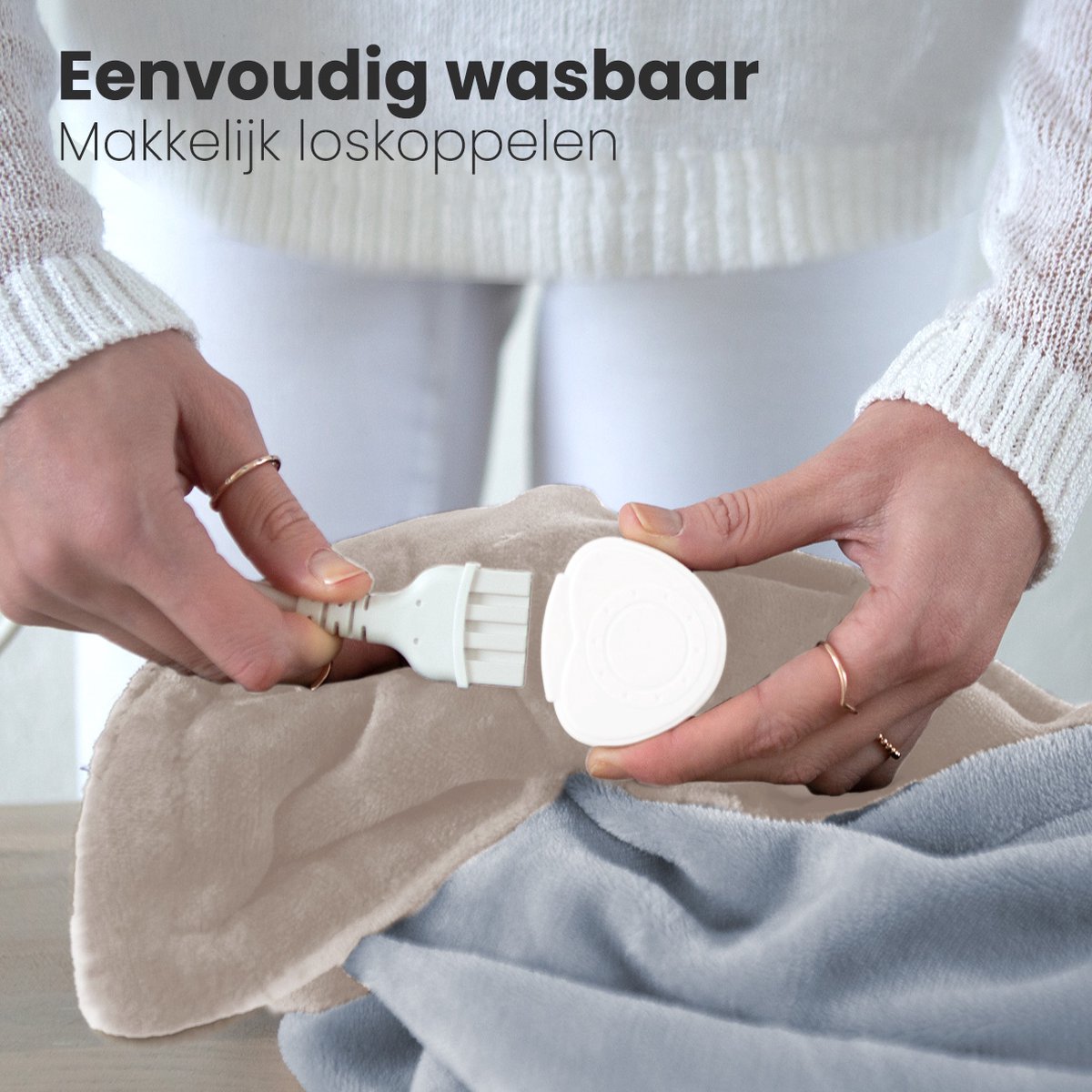 Afbeelding 3 van Auronic Elektrische Deken - Warmtedeken - 1 Persoons - 3 Warmtestanden - met Timer - 160 x 120cm - Grijs