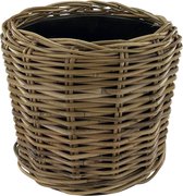 NATURN LIVING Rotan Drypot Plantenmand - ø 34 x 30 cm - Bloempot met Waterdichte Binnenpot - Mand voor Kamerplanten - Plantenbak - Kamerplanten - Grijs