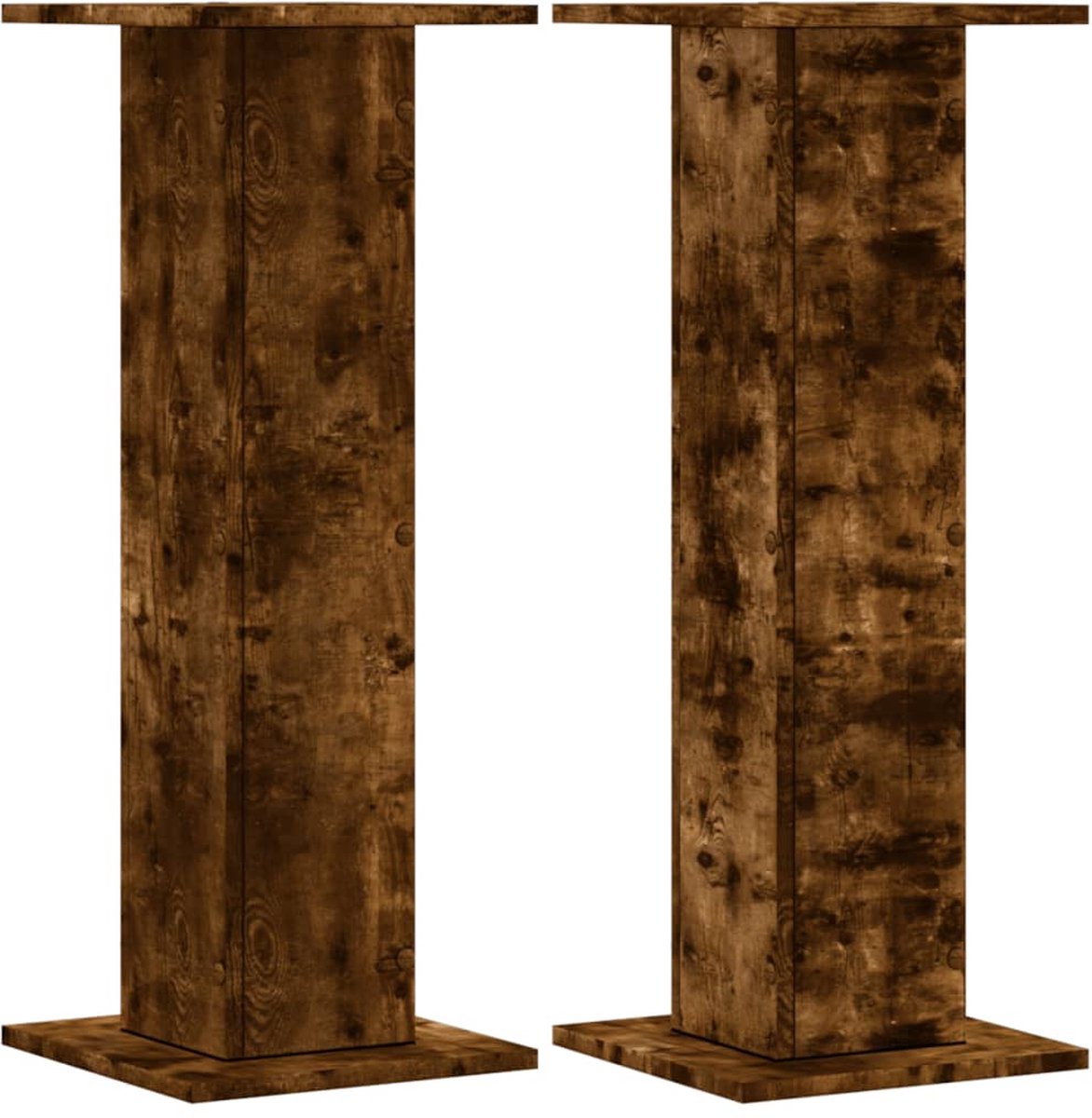 vidaXL - Speakerstandaards - 2 - st - 30x30x80 - cm - bewerkt - hout - gerookt - eiken