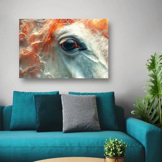 Oog glas schilderij - Dier glasschilderijen - Glasschilderij Vuur - Wanddecoratie kinderkamer - Schilderij acrylglas - Decoratie slaapkamer acrylglas 90x60 cm