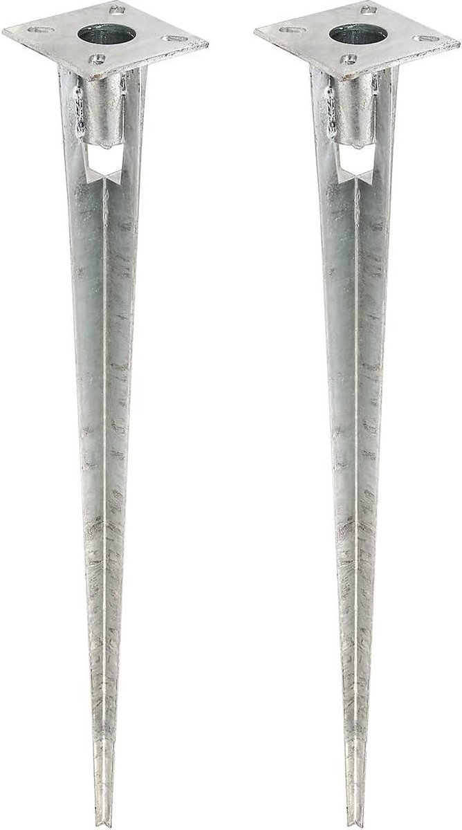 663643 Grondanker thermisch verzinkt lengte 750 mm voor stalen hekpalen - set van 2 - Ø 38 mm