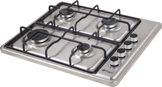 Foto: Wiggo wh g604f x vrijstaande kookplaat gas 60cm 4 kookzones 5 jaar garantie inox