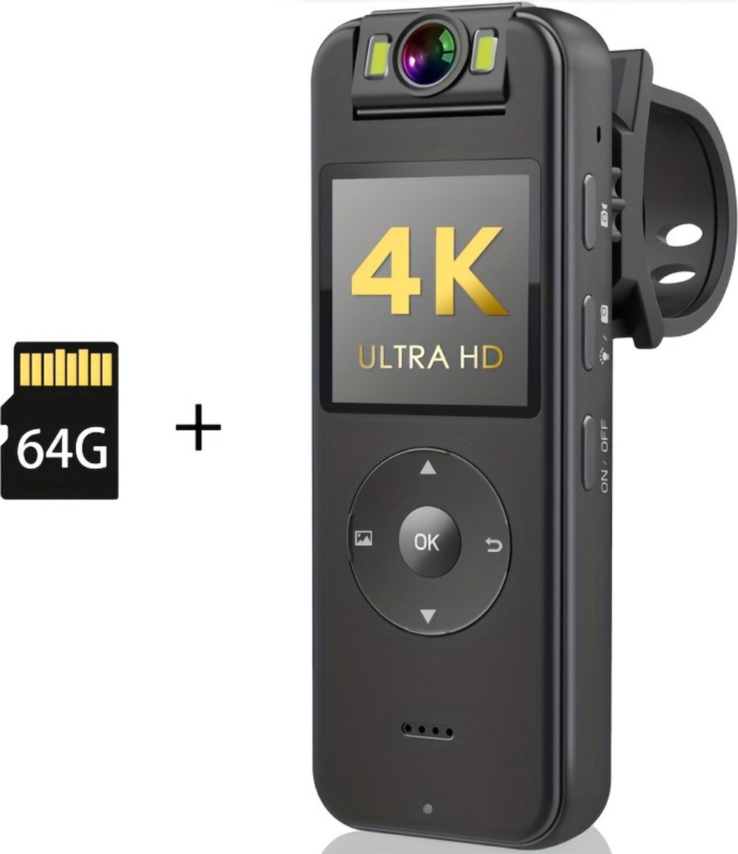 Bovista Spy Cam - Bodycam - Politie - Chest Camera - Spy Camera - Verborgen Camera - Spionage Camera - Action Camera - HD + 64GB