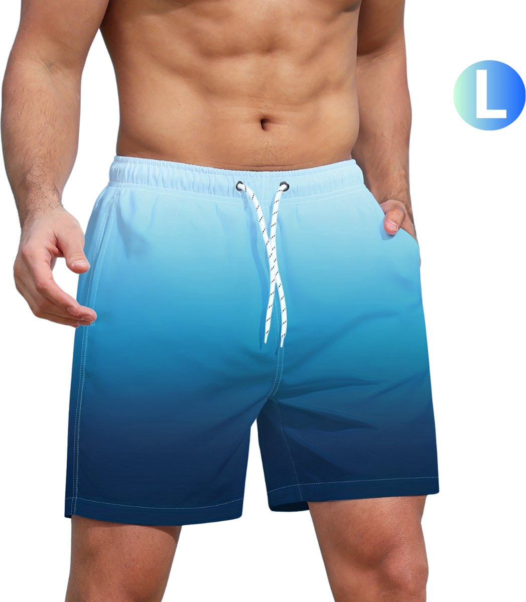Bovista Zwembroek Heren - Zwem Broek Mannen - Badkleding - Zwemmen - Jongens - Swimming Shorts - Zomerbroek - Zonder Zakken - Lichtblauw - Maat L