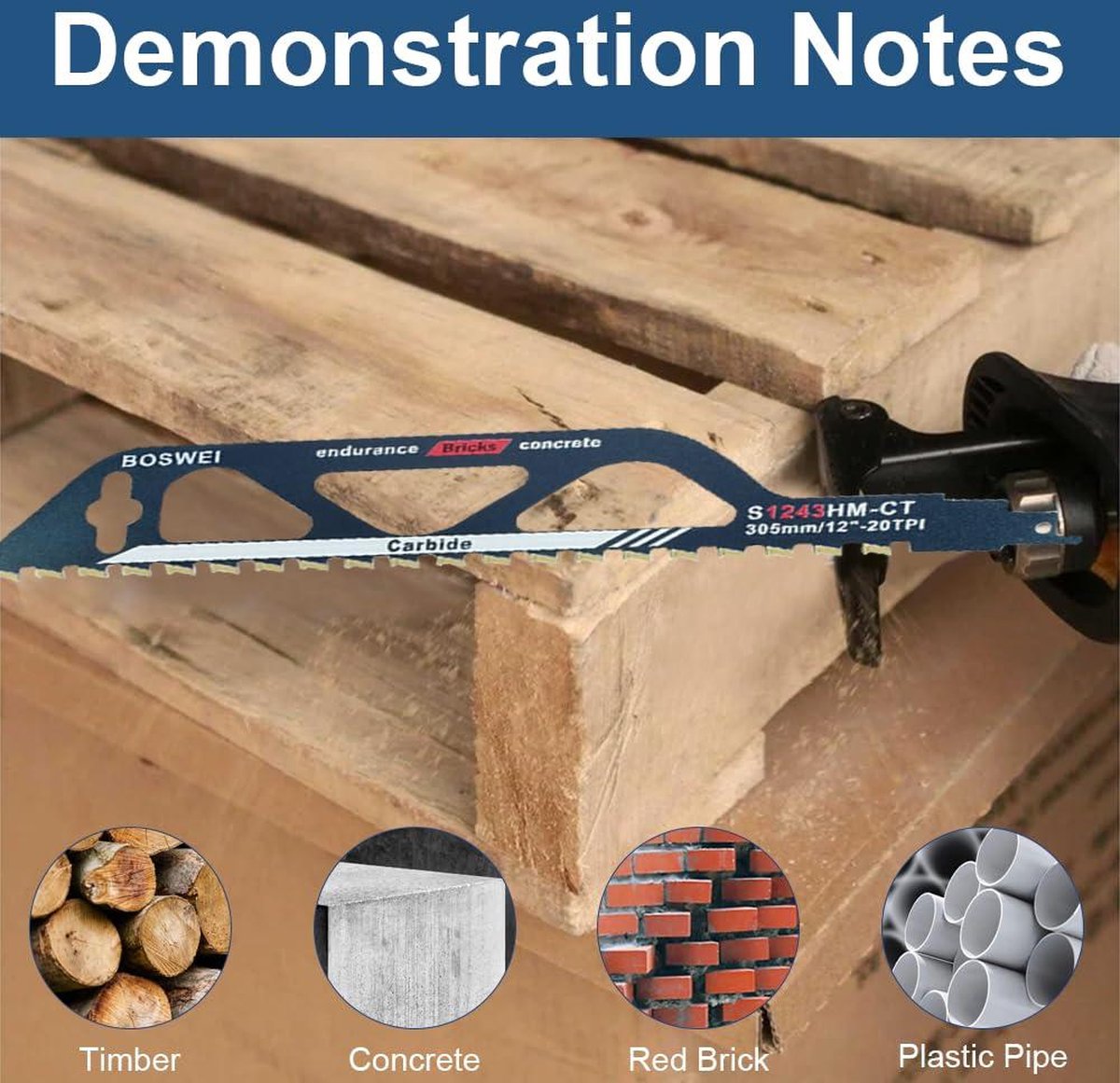 Lame Scie Sabre 305 Mm Carbure Pour Brique Béton Cellulaire - S1243HM