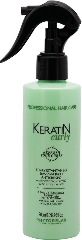 Phytorelax Keratin Curly Spray – Anti-frizz Haarspray – voor Krullend of Pluizig Haar – met Keratine en Bamboe – 200ml