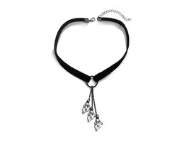 Plux Fashion Spook Choker - Zwart - 10mm/36cm + 7cm verlengstuk - Sieraden - Choker - Stoffen Choker - Ghost Choker - Sieraden Cadeau - Duurzame Kwaliteit - Halloween - Kerst - Black Friday - Halloween kostuum