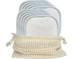 10 Herbruikbare Bamboe Wattenschijfjes - Wasbare Wattenschijfjes - Reusable Makeup Removal Pads - Zero Waste - Ecofriendly - Wit met Groen