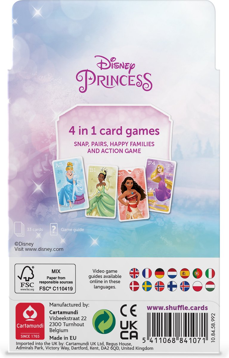 Shuffle Disney Princess - 4-in-1 Kaartspellen (Kwartet, memo, snap, actiespel) — afbeelding 6