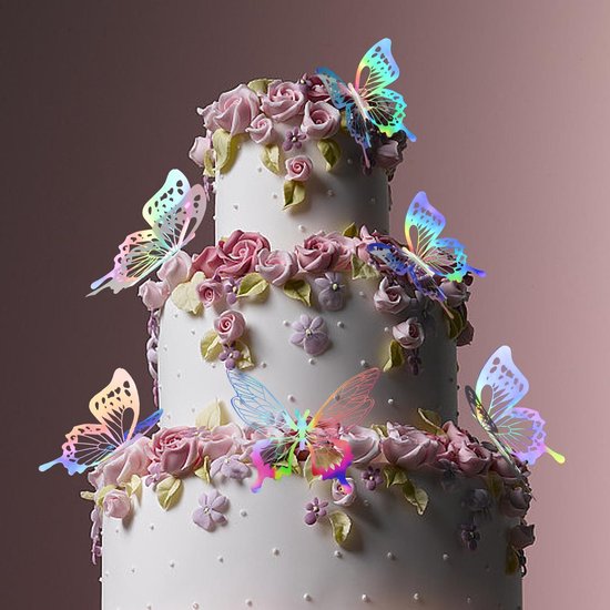 Figurine Stitch Decoration Gateau, Rose Violet 3D Papillon Cake Topper Deco Cupcake De Bougies Anniversaire