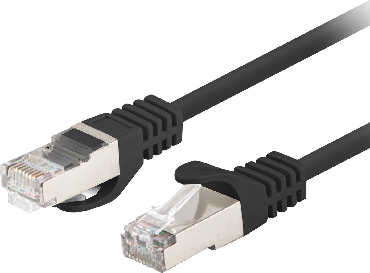 Lanberg - Set van 10 stuks 0,5 m Cat.6 FTP Ethernet-netwerkkabel, zwart PCF6-20CC-0050-BK