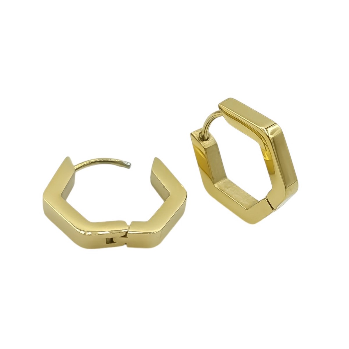 Zeshoek oorbellen - Premium gold-plated staal - Goudkleurig