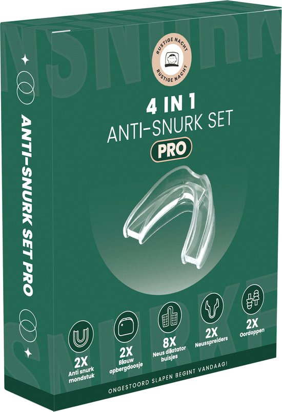 Foto: Rustige nacht anti snurk set pro 4 in 1 2x snurkbeugel neusspreiders neus dilators voor neus en mondsnurkers anti snurkmiddelen