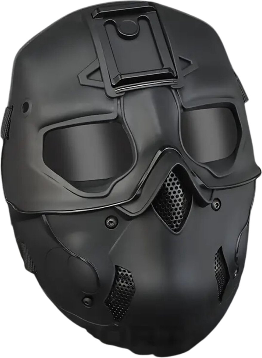 Nivard Airsoft Masker Full Face Met Bril Paintball Mask Tactical Helmet Helm Gezicht Zwart