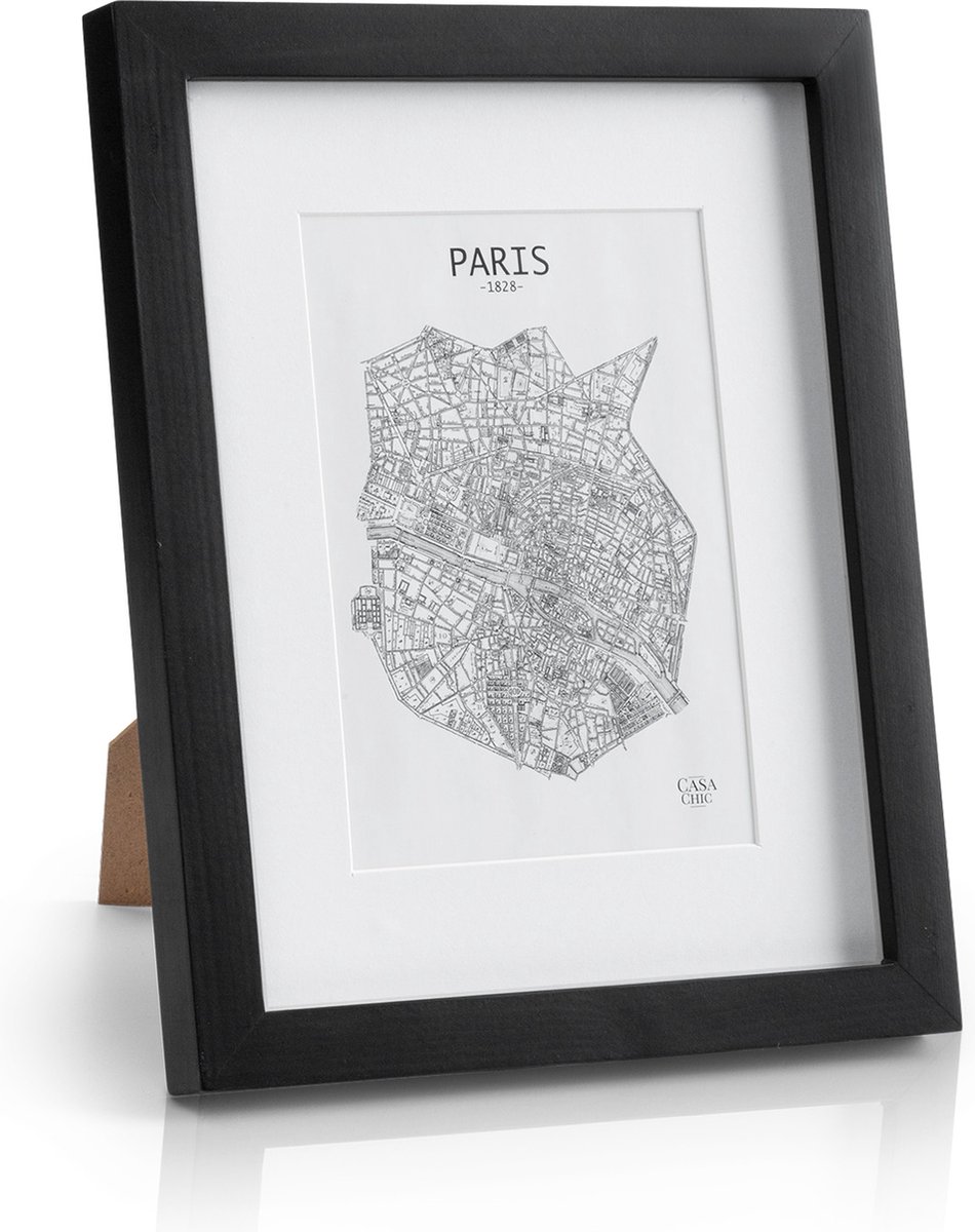 Casa Chic Fotolijst Met Passe-Partout, 28x23 cm, Voor Certificaten En Collages, Glazen Fotolijst, Staand Of Wandmontage, Verticaal En Horizontaal, Houten Fotolijst