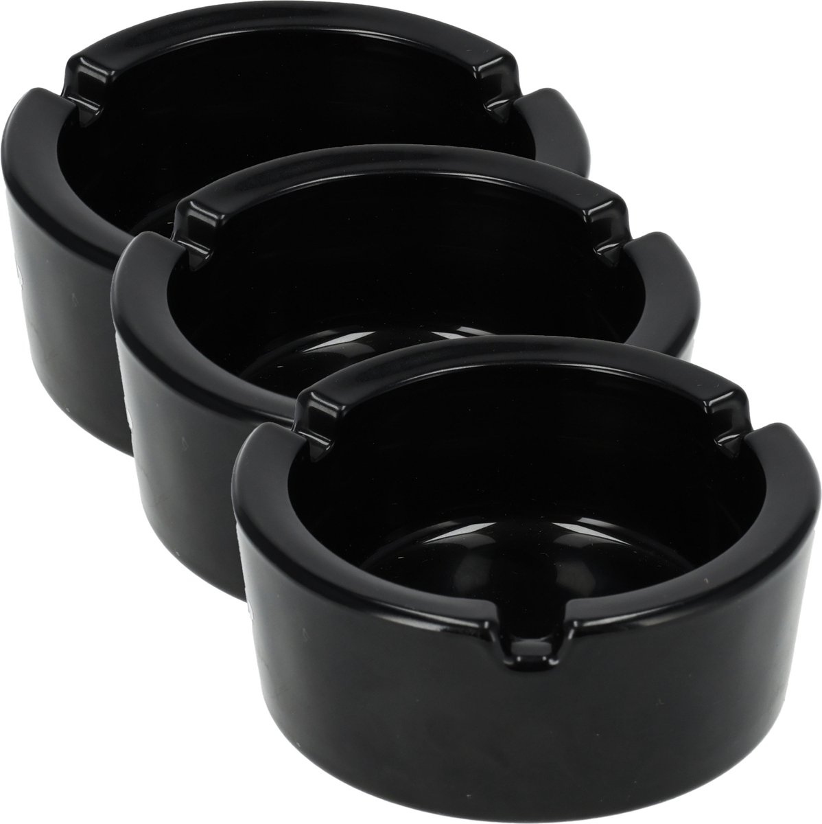 Goedkoopste Asbak Glas Rond 8.5cm | Set van 3 Zwart | Cadeau voor Sigaretten Leifhebbers