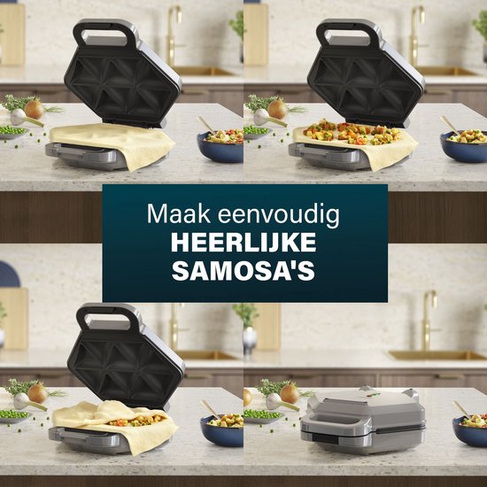 Princess Samosa en Snackmaker - Bladerdeeghapjes - Empanada - Appelflappen - 10 hapjes - 700 Watt - Grijs -123002 van Princess — afbeelding 2