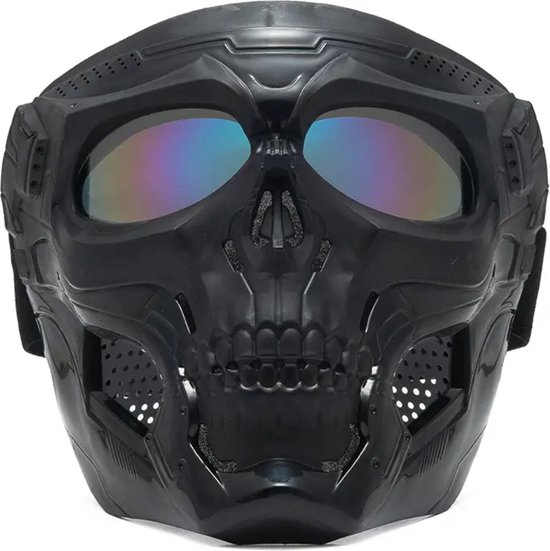 Nivard Airsoft Masker - Paintball - Mask - Tactical Helmet - Helm - Skelet - Blauw Vizier