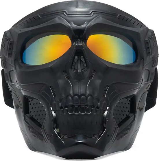 Masque Nivard Airsoft - Paintball - Masque - Casque Tactique - Casque - Squelette - Visière Jaune