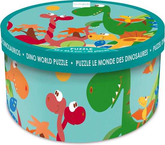 SCRATCH Puzzel - Dino Wereld - 60X43.5Cm - 40 Stukjes - 3 Jaar