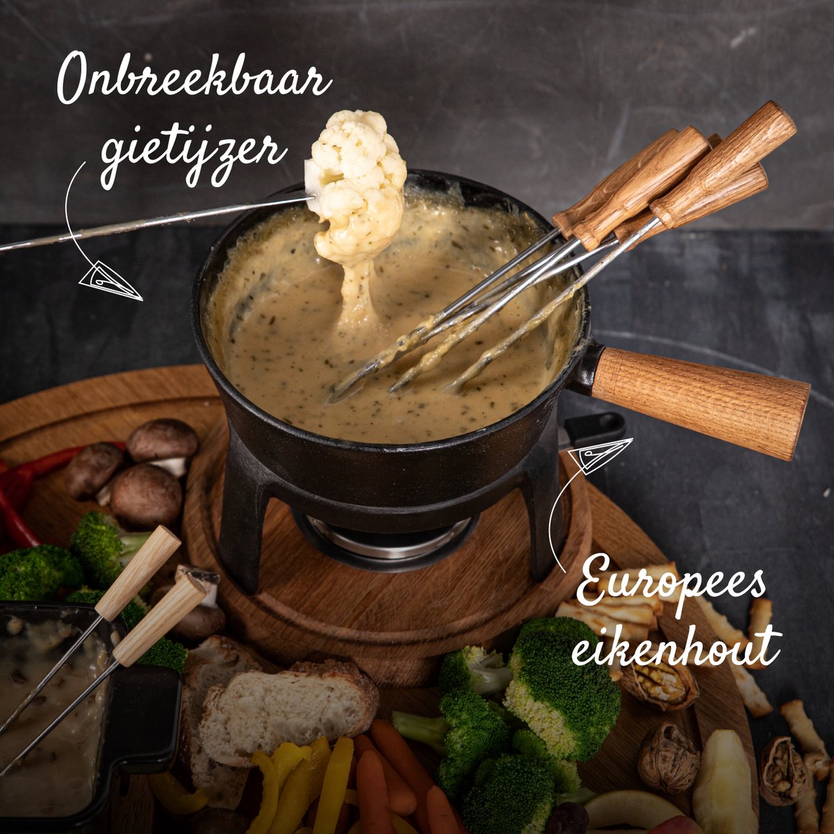 Boska Fondueset Pro L - Kaasfondueset - Voor elk type fornuis - Robuust & onbreekbaar gietijzer - 1,8 liter – foto 3