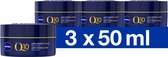 NIVEA Q10 POWER Anti-Rimpel Nachtcrème - Alle Huidtypen - Crème Verrijkt met Q10 en Creatine - 3x50 ml - Voordeelverpakking