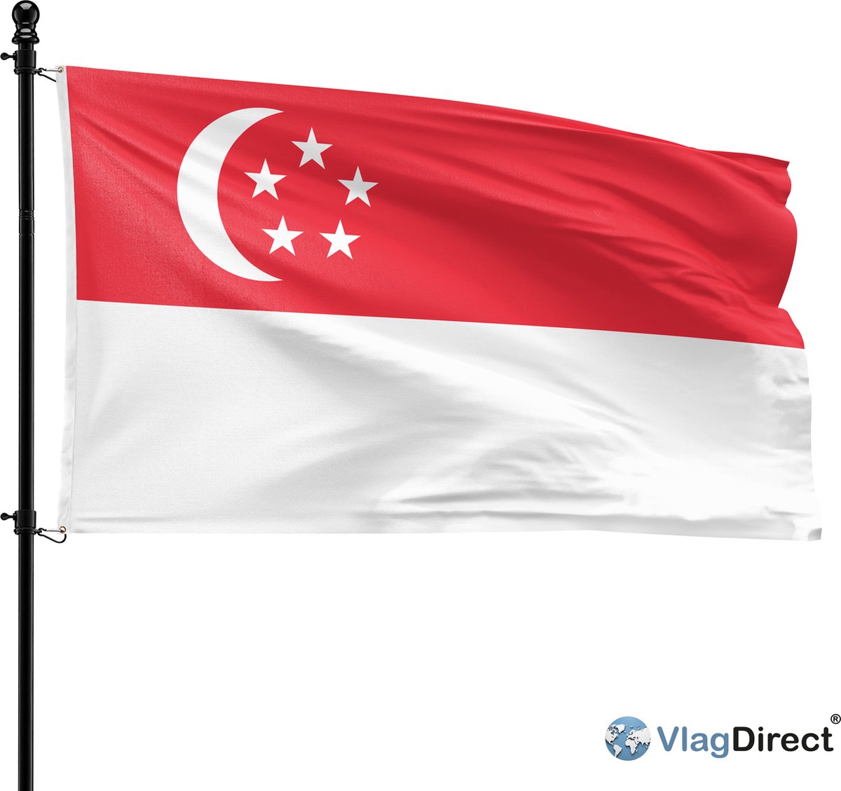 VlagDirect - Singaporese vlag - Singapore vlag - 90 x 150 cm.