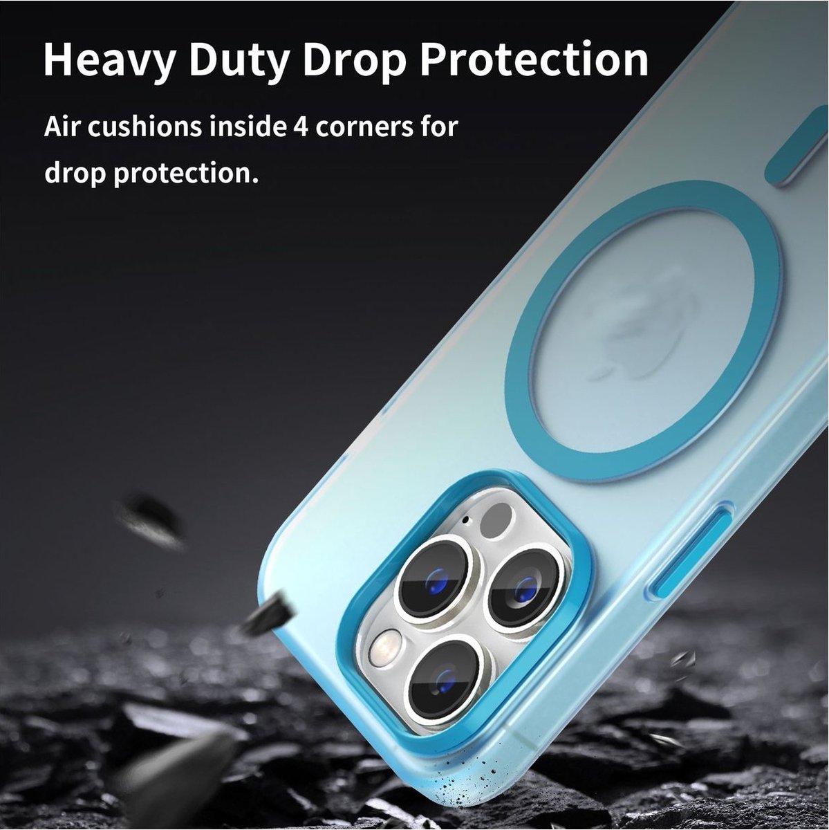 Mobigear Hoesje geschikt voor Apple iPhone 16 Pro Max MagSafe Telefoonhoesje Flexibel TPU | Mobigear Shockproof Backcover | Geschikt voor MagSafe | Geschikt voor Draadloos Opladen met Magnetische Ring | MagSafe Case - Blauw