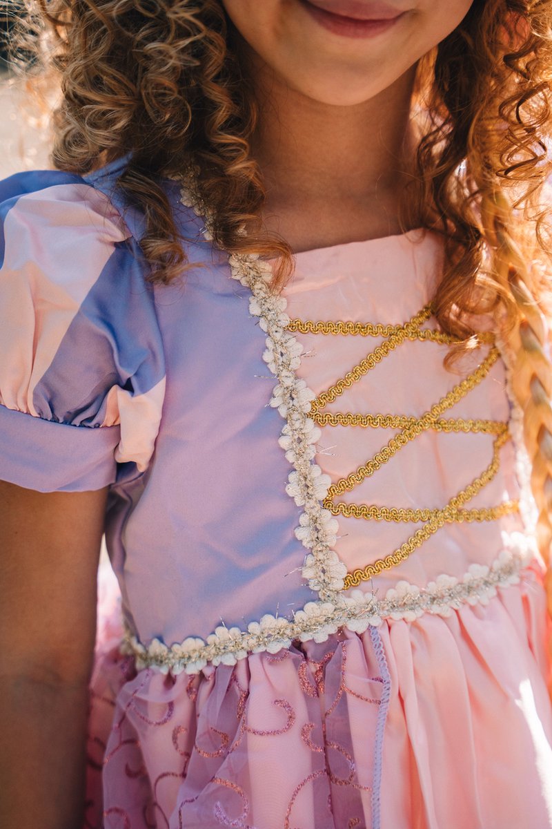 Het Betere Merk - Prinsessenjurk meisje - Roze / Paarse jurk - Verkleedkleding meisje - Carnavalskleding Kind - Kleed - Lange handschoenen - Haarband — afbeelding 3