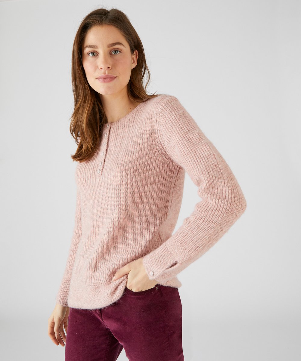 Damart - Trui parelsteek van mix alpaca - Dames - Roze - XXL