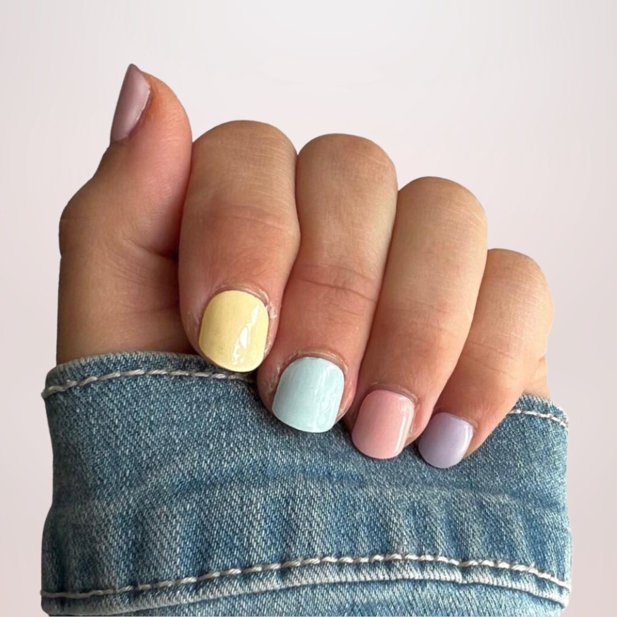 Goedkoopste BIMA Nails - Gellak Nagel Stickers - Gel Nagel Wraps - Effen kleur - Glitter blauw - Pastel Rainbow