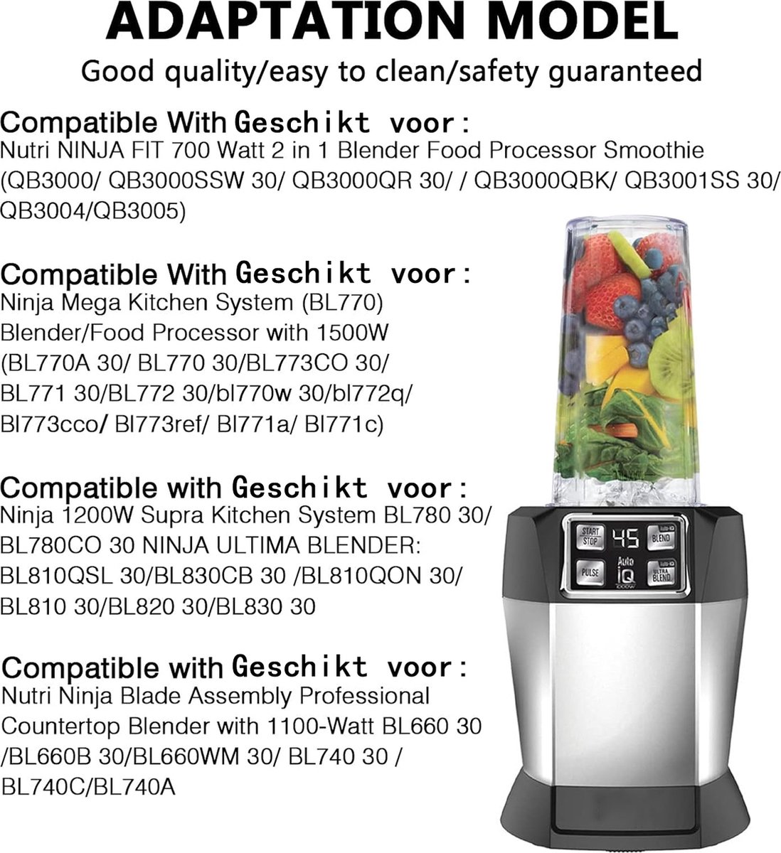 16oz Blender Cup Set - 6 stuks Vervangende onderdelen Compatibel met Geschikt voor Ninja Single Serve Cup met deksel en afsluitdeksel Compatibel met Nutri Ninja-serie Geschikt voor QB3000 BL770 BL780 BL660 BL740 BL810 Blenders – foto 2